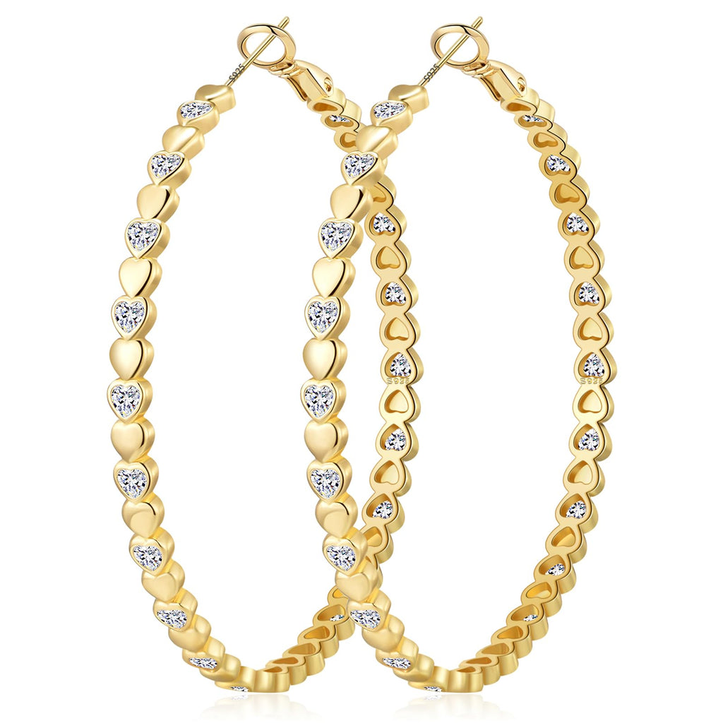OOOPEL Gold Hoops Earrings for Women Sparkling 14k Gold Plated Rhinestone Hoop Earring for Womens Cubic Zirconia Jewelry Gift Large Hoop Earrings for Women