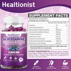 Healtionist 2 Packs 3000mg Glucosamine Chondroitin Gummies with MSM & Elderberry - Extra Strength Joint Health, Flexibility, Antioxidant Immune Support Supplement Gummy for Adults, Men & Women 120 Cts