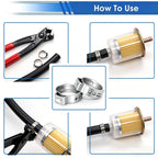 Seept 170Pcs 13 Sizes 304 Stainless Steel Single Ear Hose Clamps 5.3-31.6mm Crimp Hose Clamps Assortment Kit Perfect for Automotive/Home Appliance/Water Pipe and Fuel Line