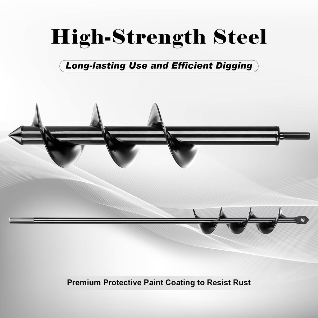 Tegarbed Auger Drill Bit for Planting 2 Pack,1.6x16 inch&3.5x16 inch,Auger Drill Bit Suitable for 3/8'' Hex Drill Driver,Garden Spiral Hole and Planter for Bulbs,Fence Posts,and Umbrella Holes