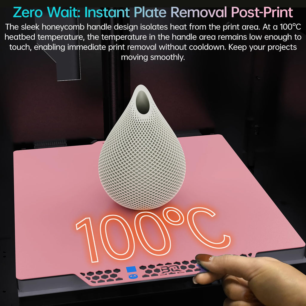 BIQU CryoGrip Pro Glacier Pink Compatible with Bambu-Lab P1S/P1P/P2S/X2D/X1C/X1E/A1 3D Printers 257x257MM Panda Build Plate Double Sided Upgrade Removable Surface Platform