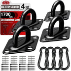 sprookber 304 Stainless Steel Pad Eye Snap Hooks, M10 Heavy Duty Ceiling Hook, 1700lb Capacity Hammock Swing Hanging kit, Plant Hangers, Marine Hardware Staple Hook Loop with Screws, Set of 8(Black)