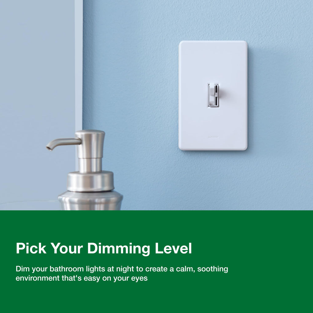 Lutron Ariadni/Toggler LED+ Dimmer Light Switch for Dimmable LED, Halogen and Incandescent Dimmer Switch, 150W, Single-Pole/3-Way, AYCL-153P-WH, White