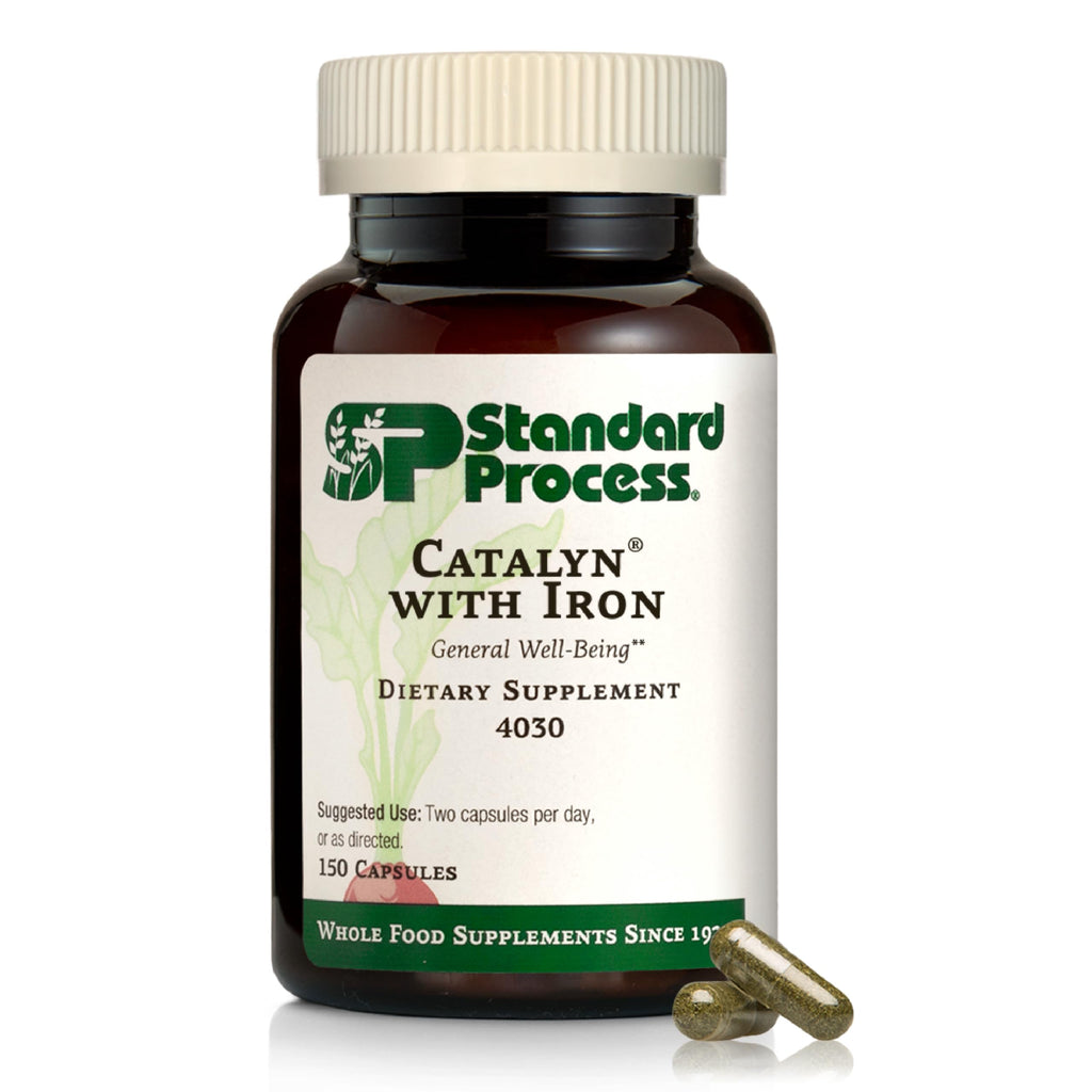 Standard Process Catalyn with Iron - Energy & Metabolism Support - Includes Vitamins A, C & D - Non-Dairy & Non-Soy - 150 Capsules (75 Servings)