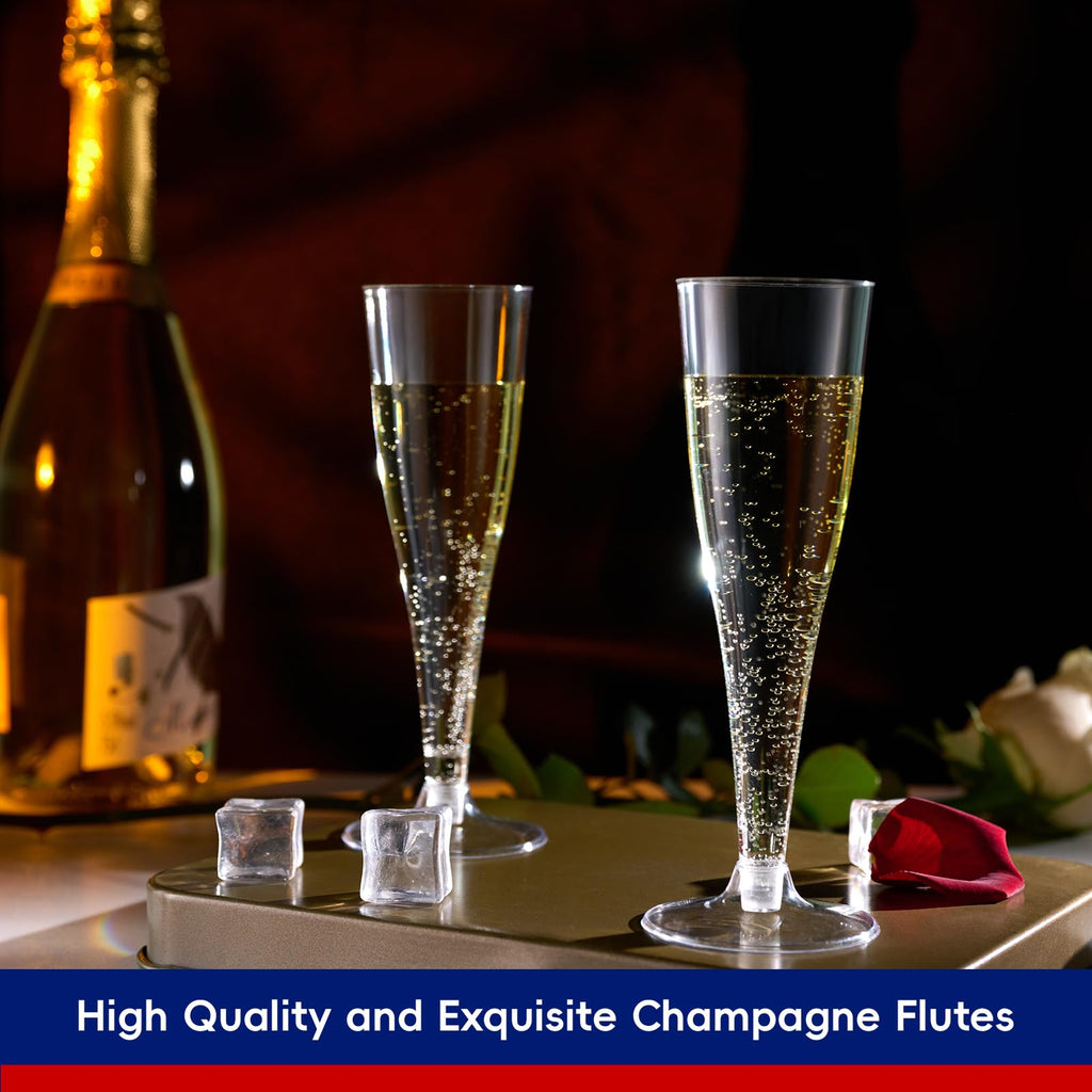 JOLLY CHEF 4.5 oz Plastic Champagne Flutes Disposable Clear 100 Pack