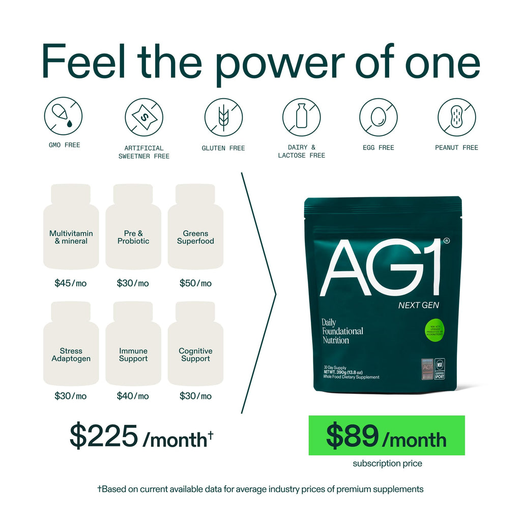 AG1 Next Gen Greens Powder Superfood, Multivitamin & Probiotic, Family Kit