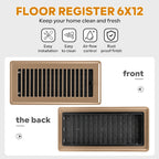 6x12 Floor Register, Floor Vent Covers for Home Floor Heavy Duty Steel Walkable Floor Vents Air Vent Covers for Sidewall and Floor, Floor Registers Brown 4 Pack