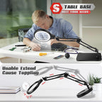 NZQXJXZ 10X 30X Large Magnifying Glass with Light and Stand, 5-inch LED Lighted Magnifier, 3 Color Modes Stepless Dimmable, Hands-Free Magnifying Glass Desk Lamp for Reading Craft Hobby Close Work