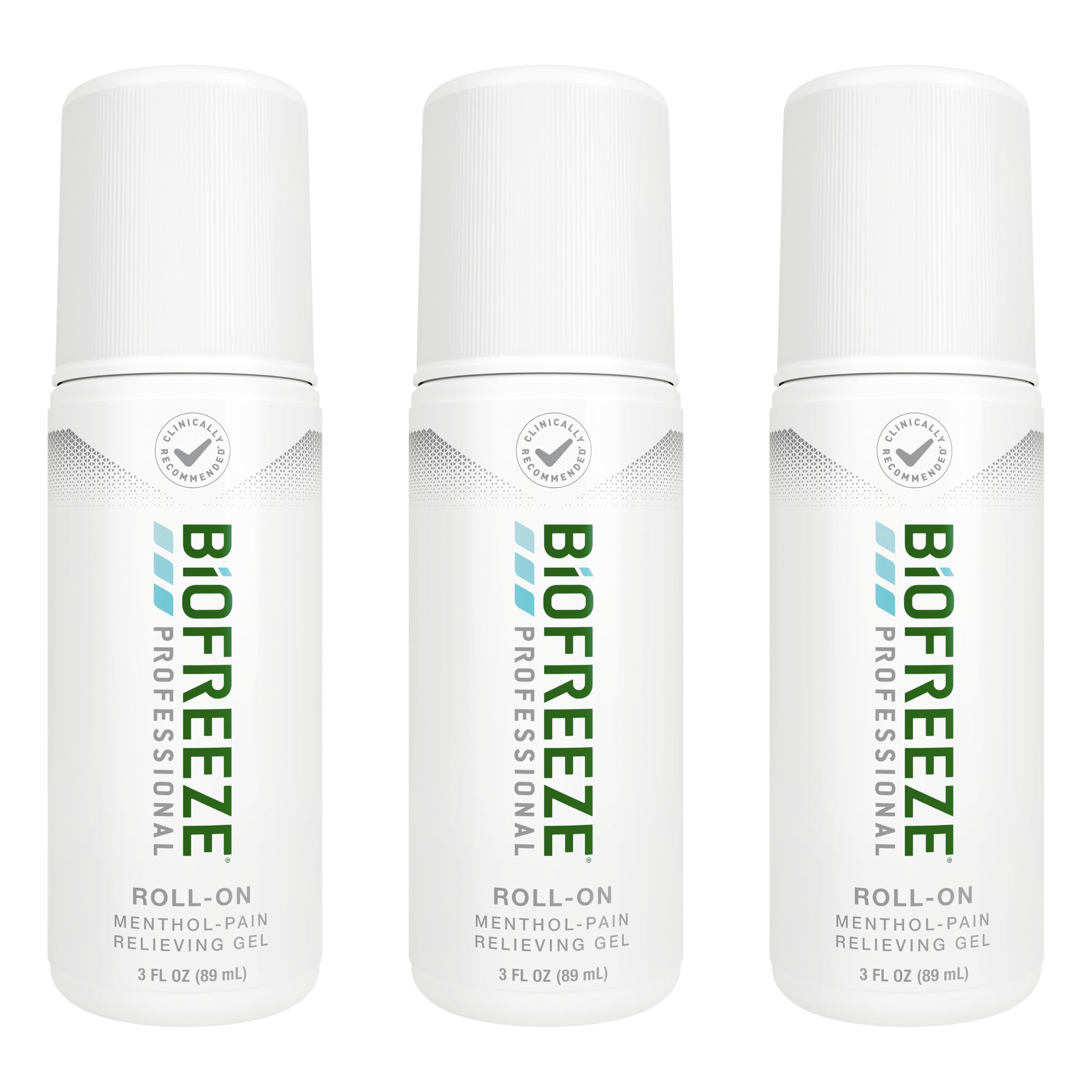 Biofreeze Professional Pain Relief Roll On, Travel Size Arthritis Discomfort Reliever, Fast Acting & Long Lasting Formula, Cooling Menthol Gel 3 Fl Oz (Pack of 3)