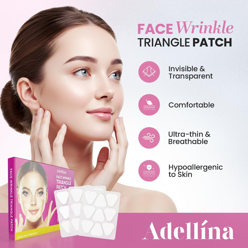 Adellina New Anti Facial Wrinkle Patches: Anti Wrinkle Patches Overnight - Smile Line Pathces - Facial Wrinkle Patche for Forehead, Smile Line, Under Eyes (1 Count (Pack of 144))
