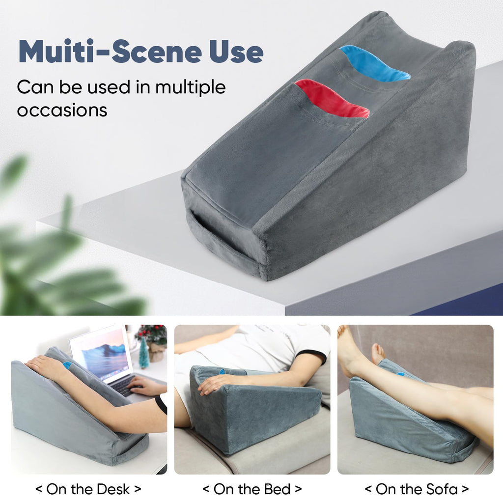 TBXONMOW Arm Elevation Pillow Arm Wedge Pillows for Adults Arm Support Pillow with Pocket for Post Surgery Elbow Rest Pillow with Removable Pillow for Sleeping(Grey)