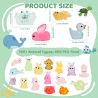 Gucoqe 400PCS Mini Resin Animals, 100+ Styles Glow in the Dark Tiny Animal Figurines Bulk for Fairy Garden, Aquarium, Micro Landscape and DIY Craft Decor