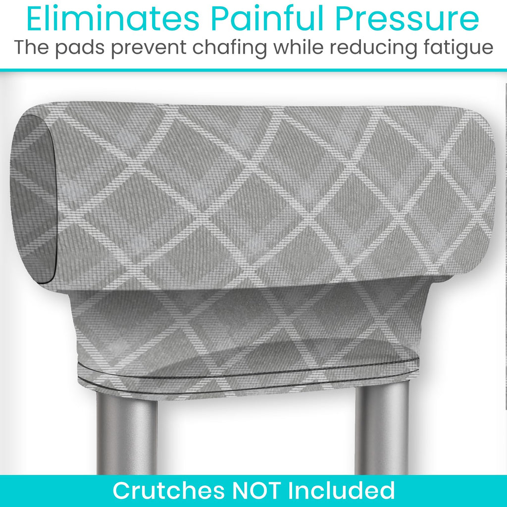 Vive Crutch Pads & Hand Grips - Padding for Walking Arm Crutches - Universal Underarm Padded Forearm Handle Pillow Covers for Hand Grips - Soft Foam Armpit Accessories for Adults, Kids (Plaid)