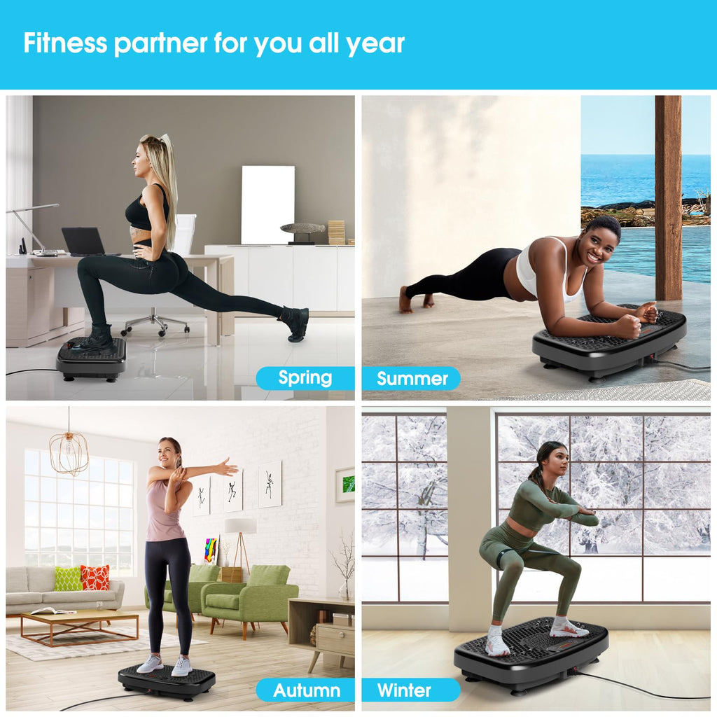 Vibration Plate Exercise Machine with Resistance Bands for Working Out,Softgym Vibration Plate for Foot Massage Power Plate Vibration Platform, Waver Vibration Plate 400 Lbs with Exercise Bands-Black