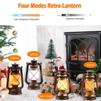 Lantern LED Battery Powered Camping Lamp Outdoor Hanging Rechargeable Lantern Flickering Flame Retro Lanterns Remote Control 4 Modes Light Non-Solar 2 Pack
