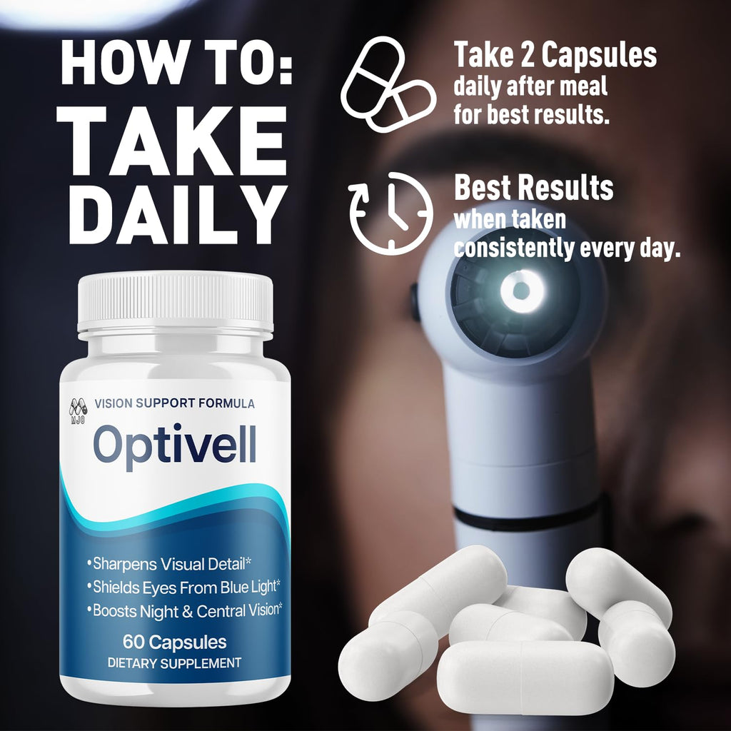 (3 Pack) Optivell Eye Capsules, Official Optivell Eye Vitamin Pills with All Natural Ingredients, Advanced Vision Formula Supplement Pills Supporting Ocular Health & Wellness Naturally (180 Capsules)