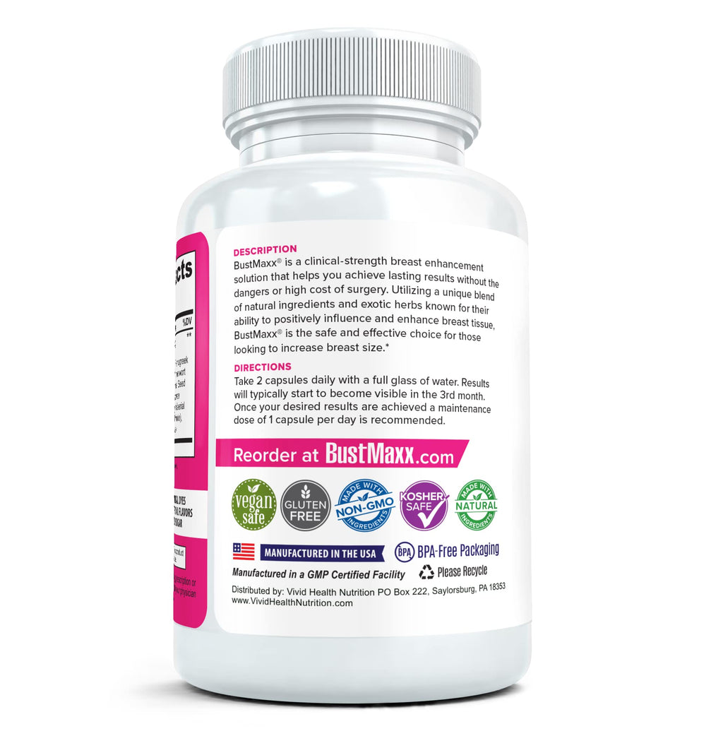 BustMaxx: The Most Trusted Breast Enhancement Pills | Natural Breast Enlargement and Female Augmentation Supplement for Breast Growth, 60 Capsules