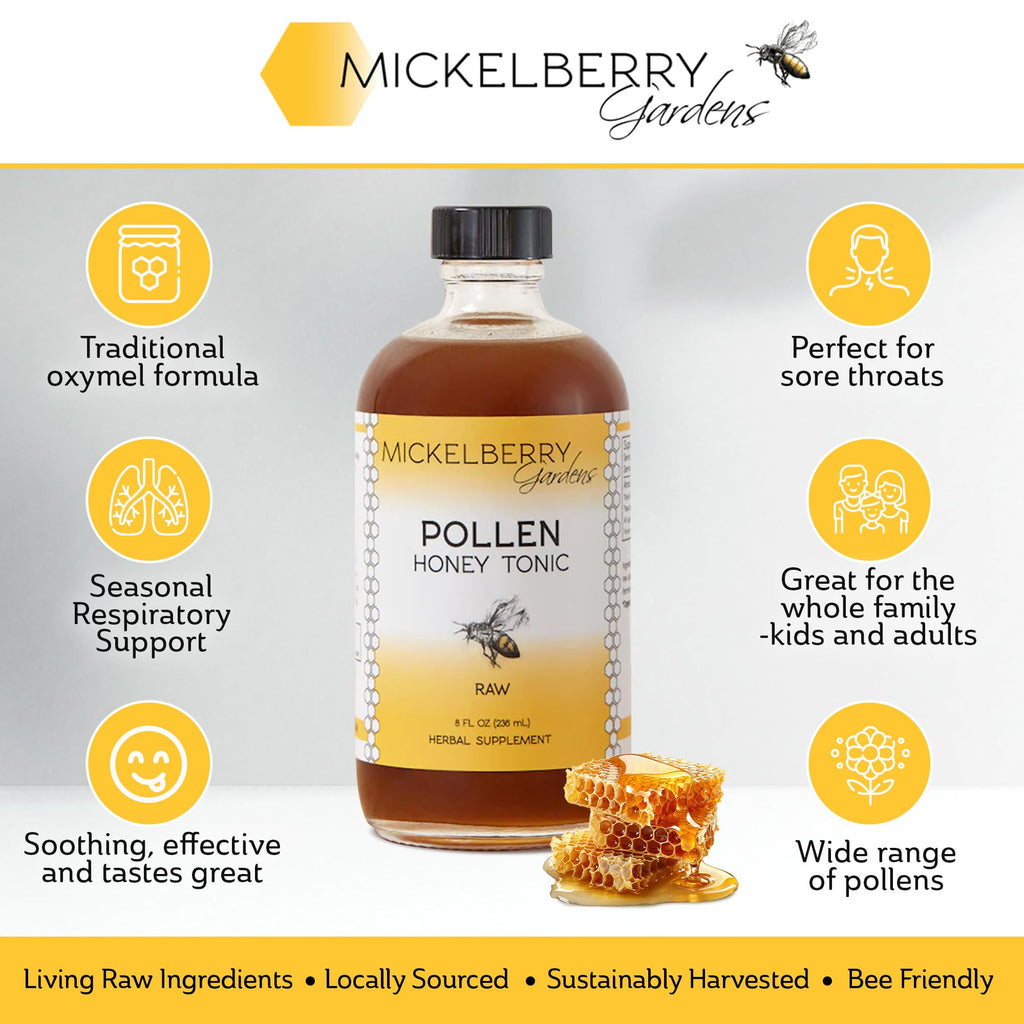 Mickelberry Gardens Pollen Honey Tonic 4oz 2 Pack Respiratory Support
