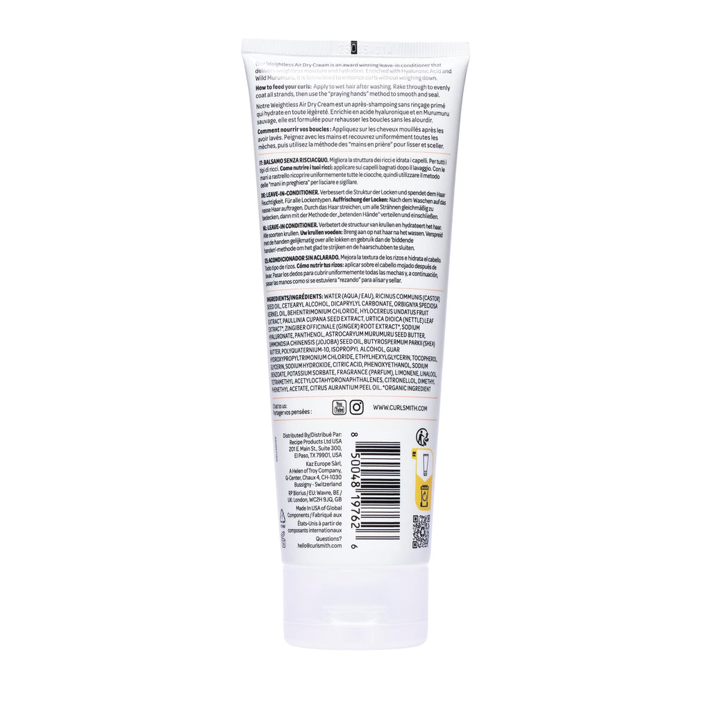 CURLSMITH Weightless Air Dry Curl Cream Leave In for Curly Hair (8oz)