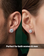 Moissanite Halo Earrings Stud, 925 Silver Stud Earring for Women Men