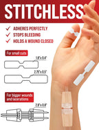 Emergency Wound Closure Strip - Laceration Closure Kit - Stitchless & Easy to Use - Butterfly Bandage