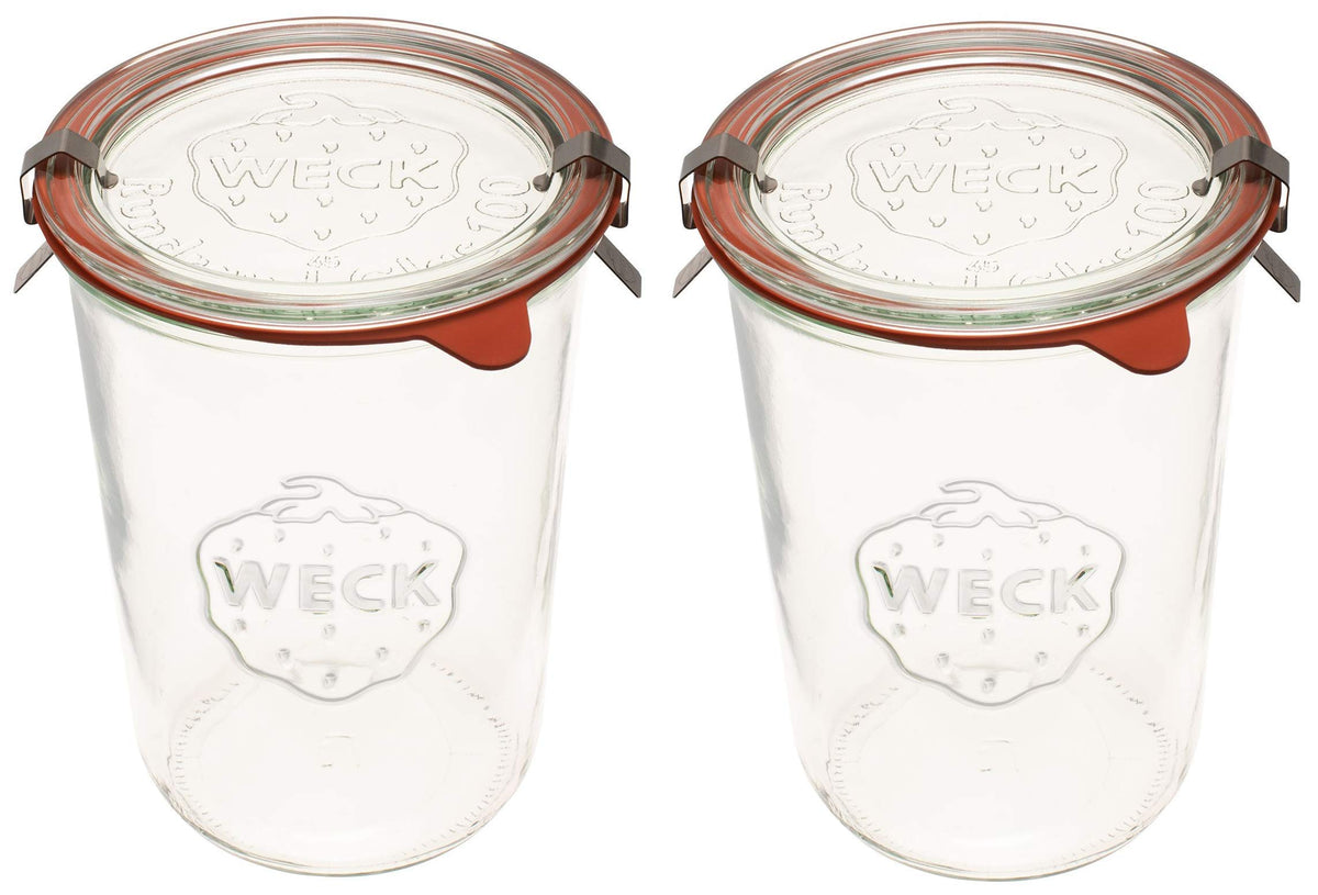 WECK 743 Glass Canning Jars with Lids, Sourdough Starter Jar 2 Pack