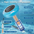 Solar Pool Ionizer – Durable Copper Anode & Oversized Solar Panel for Pools Up to 45,000 Gallons, Maintain Water Clarity with Minimal Maintenance