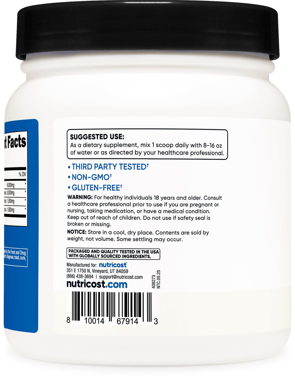 Nutricost BCAA Powder 2:1:1 (90 Servings, No Flavor Added) - Branched Chain Amino Acids