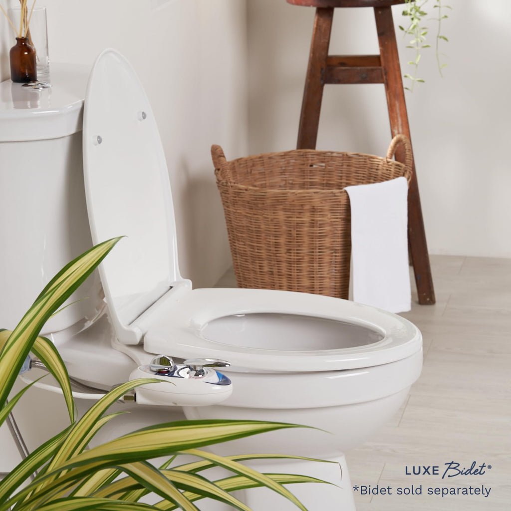 LUXE TS1008E Slow Close Elongated Comfort Fit Toilet Seat, White