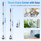 Electric Spin Scrubber, Cordless Cleaning Brush with 8 Replaceable Heads, Five-Speed Power Scrubber with Adjustable Handle for Bathroom, Tub, Floor, Tile & Car – Clean Without Bending