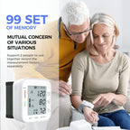 MMIZOO Wrist Blood Pressure Monitor Large LCD Display BP Machine Adjustable Cuff 5.31-7.68 inch Automatic 99x2 Sets Memory with Carrying Case for Home Use (White)