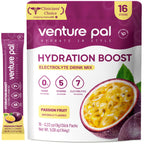 Venture Pal Sugar Free Electrolyte Powder Packets - Liquid Daily IV Drink Mix for Rapid Hydration & Party Recovery | 5 Vitamins & 7 Electrolytes| Keto Friendly | Non-GMO | Certified Vegan | 16 Sticks