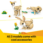 LEGO Creator 3 in 1 Cute Bunny Toy - Building Toy Set with 3 Build Options, Bunny, Seal, or Llama - Birthday Gift & Craft - Animal Figures for Kids, Girls and Boys, Ages 8+ - 31162