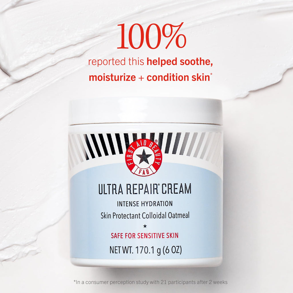 First Aid Beauty - Ultra Repair Cream, Intense Hydration Whipped Colloidal Oatmeal, Clinically Proven to Strengthen Skin Barrier in 7 Days & Helps Relieve Eczema, Luxury Moisturizer, 6 oz + Bonus, 2ct