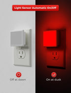L LOHAS LED Red Night Lights Plug into Wall 6-Pack, 0.3W Plug in Night Light, Dusk to Dawn, Bright Nightlight Auto-On/Off, for Adults Kids Room Bedroom Bathroom Hallway Christmas, Non-Dim