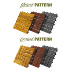 GREEN ALLUVIUM Premium Acacia Wood Interlocking Deck Tiles, 12"x12"x0.9" Outdoor Patio Flooring, Waterproof All-Weather Use, 9 PCS, Dark Brown – Striped Pattern