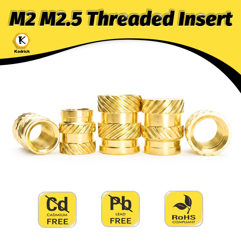 KADRICK 300PCS M2 M2.5 Heat Set Inserts Kit,M2*3/4/5mm*3mm M2.5*3/4mm*3.5mm