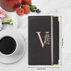 YeeCASE Server Book, Alphabet Waitress Book for Waitress, Leather Waitess Book with Zipper Pocket, Server Manual Checkbook Fits Server Apron (V)