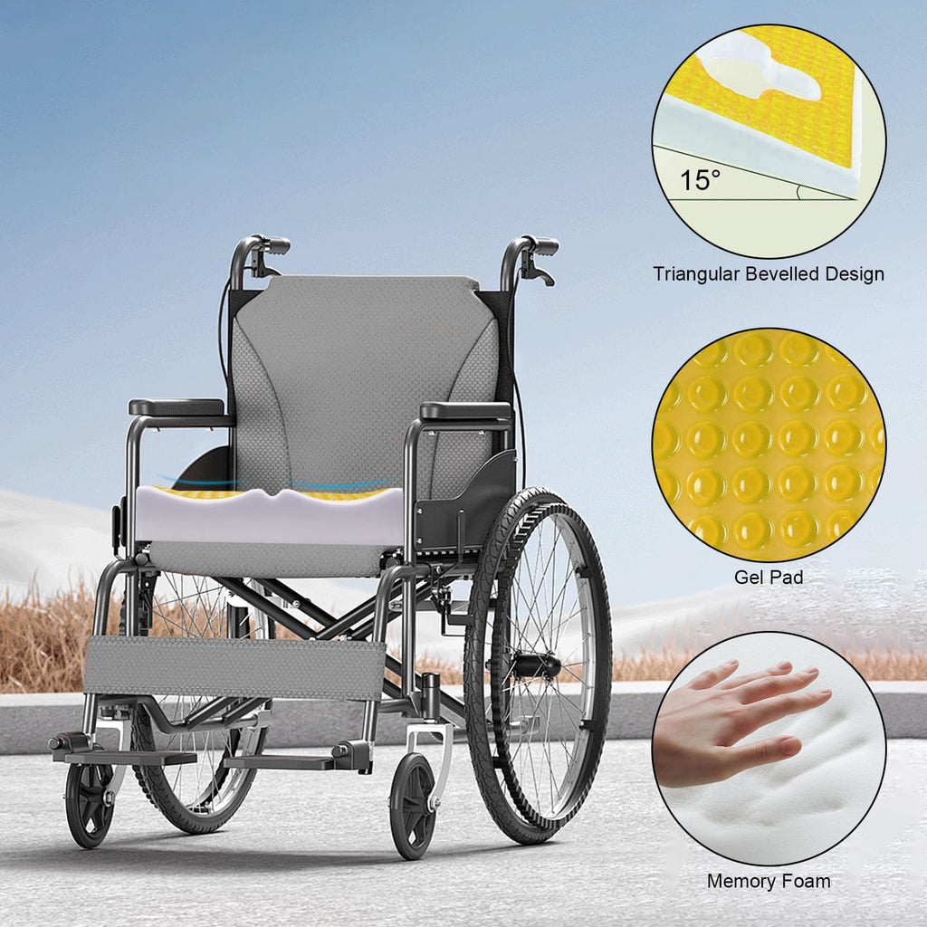 Hapeisy Bed Sore Cushions for Butt, Breathe Freely Fiber Bedsore Pressure Relief Pillow, T Shaped Opening Triangular Slope Design, Anti Decubitus Cushion for Elderly, Bedridden, Disabled (Yellow)