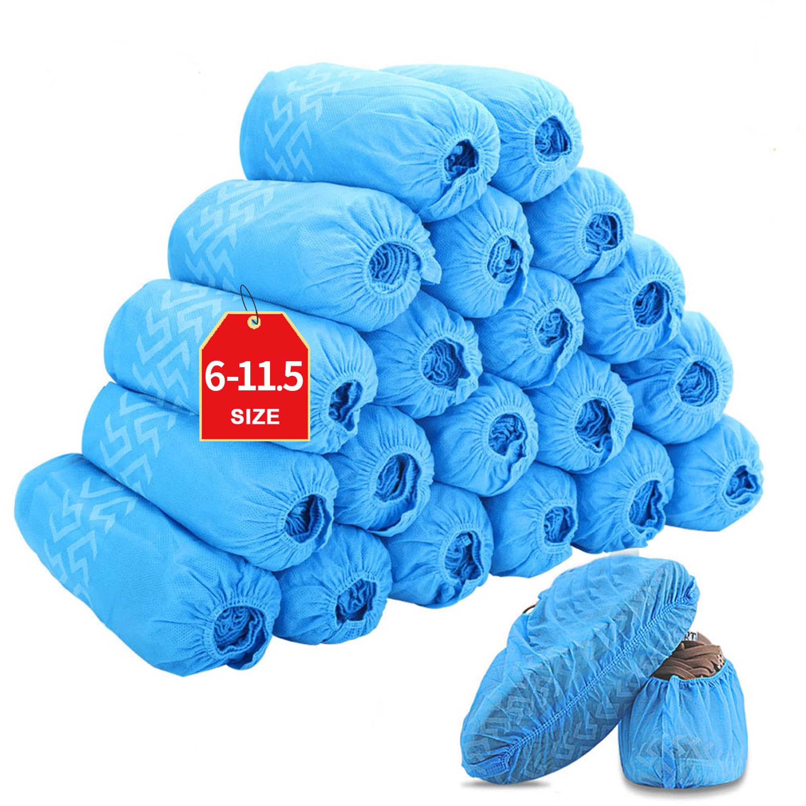 Shoe Covers Disposable 200 Pack (100 Pairs) | Non-Slip, Durable, Indoor | Protect Your Home, Floors and Shoes