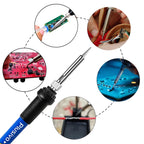 Soldering Iron Kit, 60W Adjustable Temperature 5-in-1 Solder Wire, Stand, Sponge, Rosin Paste Flux, Fast Heating Desoldering Tool for Electronics Repair Hobby DIY 120 V US Plug