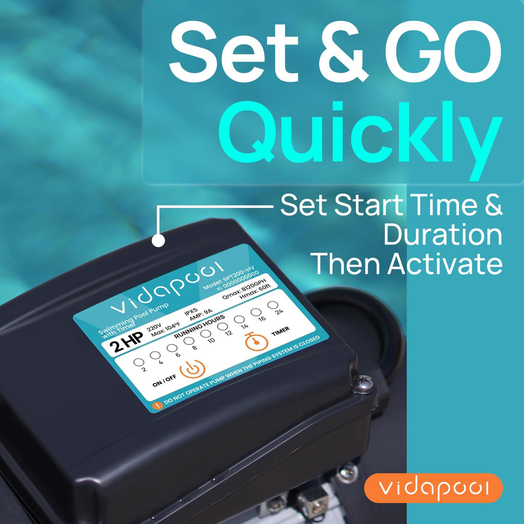 VIDAPOOL In/Above Ground Pool Pump Self Primming High Flow,Dark Grey