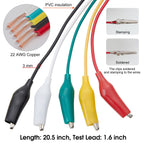WG-026 10-Piece Test Lead Set with Alligator Clips, 22 AWG, 20.5-Inch, 5 Colors Copper Wire Soldered and Stamped Alligator Clips，Testing Probes, Crocodile Jumper Wires Cable for Electrical Testing