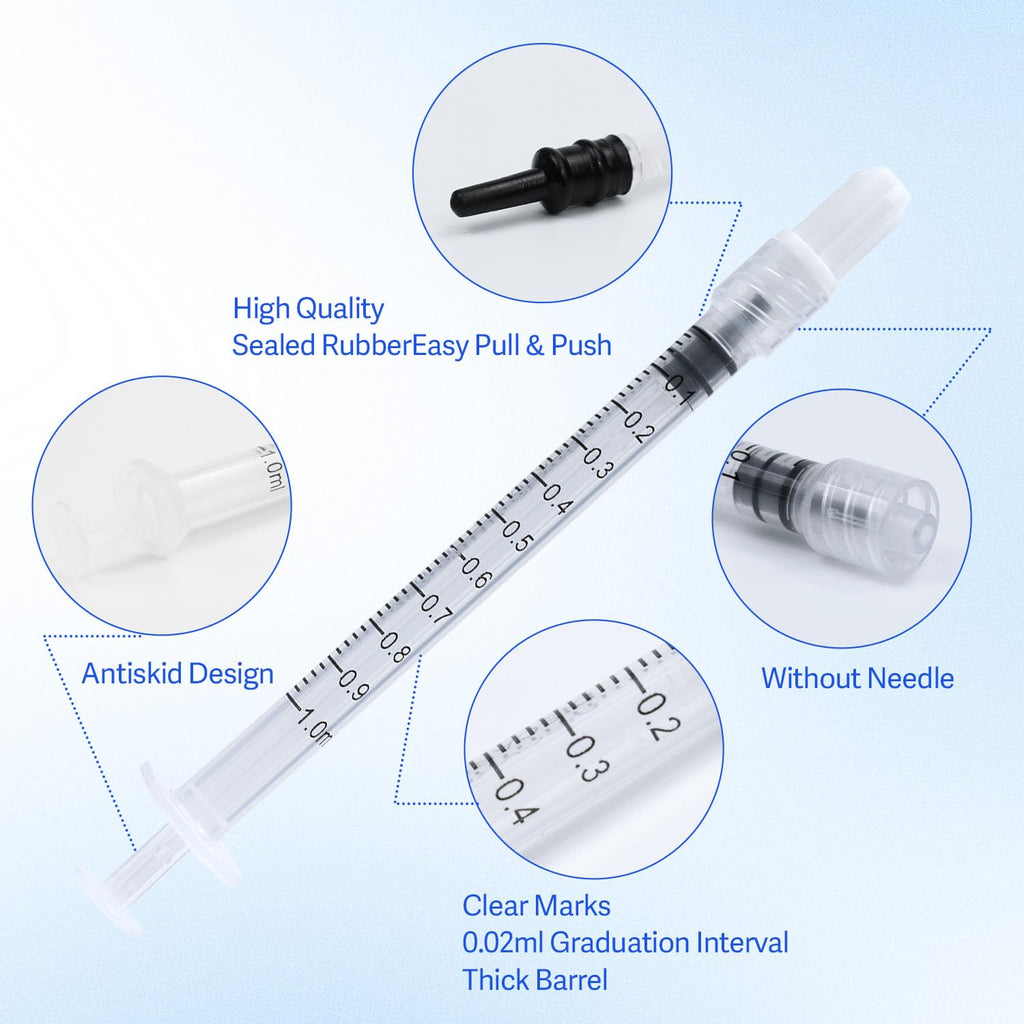 1ml Syringes Without Needles, 1cc Luer Lock Syringe - Disposable Individually Wrapped(10 Pack)