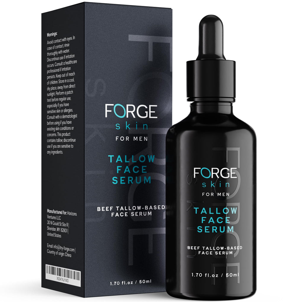 FORGE SKIN® Night Beef Tallow Serum for Men [TALLOW-BASED] - Facial Essence for Face Wrinkles with Essential Oils - Natural Green Tea Skincare for Radiance and Skin Hydration (1.7 OZ)