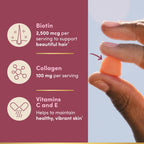 Nature's Bounty Optimal Solutions Hair, Skin and Nails Collagen Pectin Gummies, 100 mg Collagen and 2,500 mcg Biotin Per Serving, No Stick Gummy, Tropical Citrus Flavor, 200 ct, 100 Total Servings