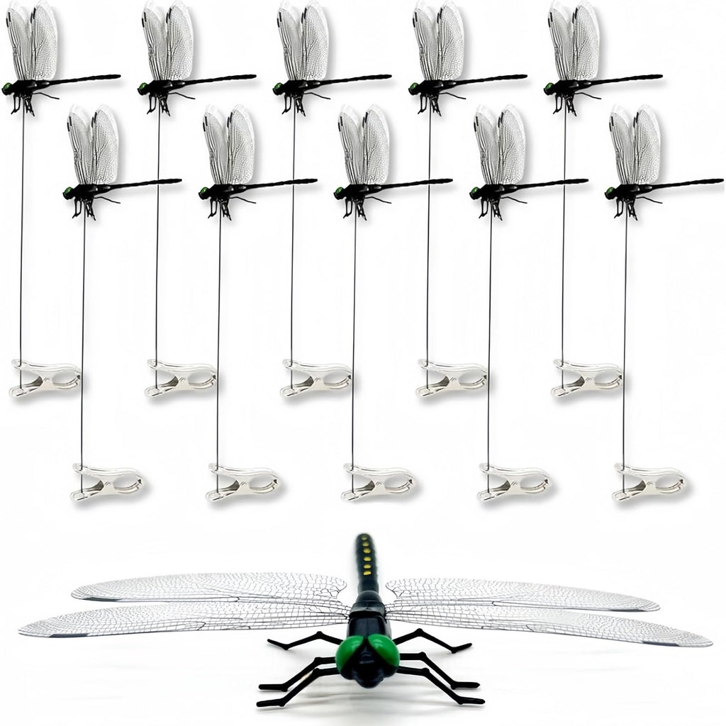 SXXSMYWR 2026 New Dragon Fly Clips for Bugs Repellent, 3D Artificial Dragonfly Hat Clip, Dragonfly Garden Decor (10PCS) (10, Black)