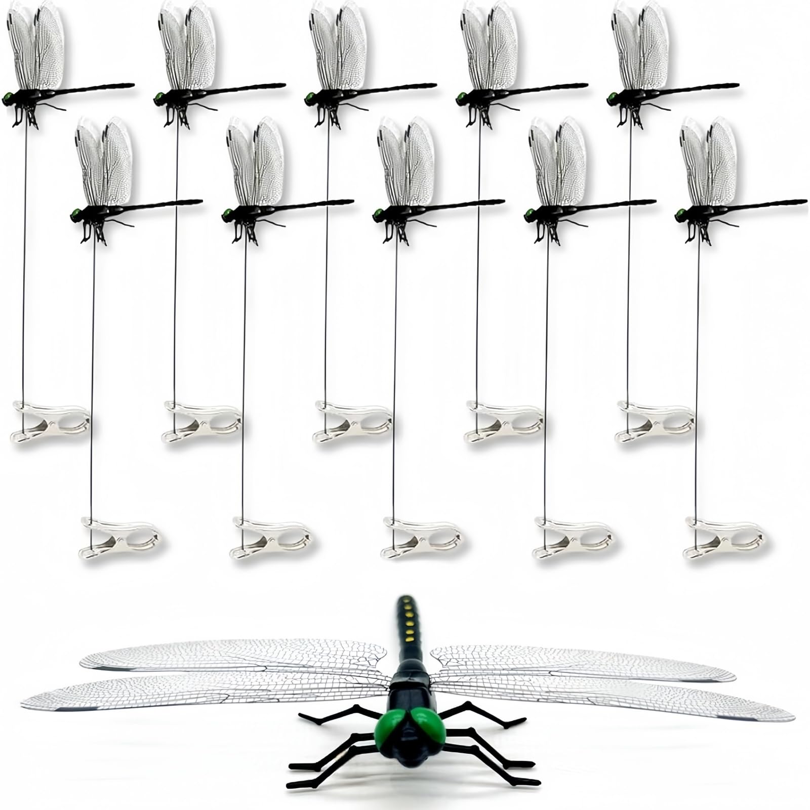 SXXSMYWR 2026 New Dragon Fly Clips for Bugs Repellent, 3D Artificial Dragonfly Hat Clip, Dragonfly Garden Decor (10PCS) (10, Black)
