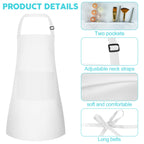 Bouiexye 10 Pack Kids Apron Adjustable Children Apron with 2 Pockets Children Chef Painting Aprons for Cooking Baking Painting Crafts Making (White)
