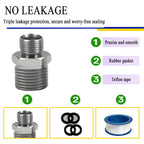 ENCMY 1/2 to 3/8 Water Line Adapter, Brass Compression reducer faucet fitting, 3/8 Male to 1/2 Male Water Hose Adapter for RV Kitchen, Pipe Connector with Teflon Tape and Filter gasket (4-Pack)